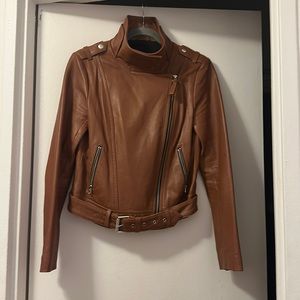 Mackage brown leather biker jacket, worn only a few times, sz small